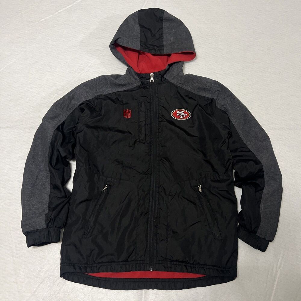NFL Team Apparel San Francisco 49ers Full Zip Black Jacket Youth Medium (10-12)